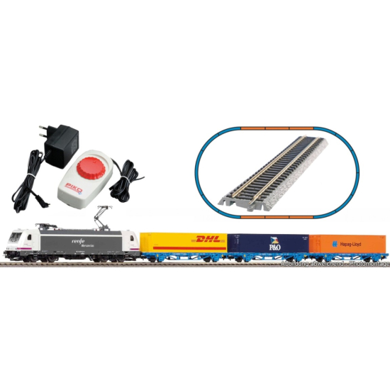 Piko 96900 , Zestaw startowy TRAXX RENFE z wagonami kontenerowymi , skala H0